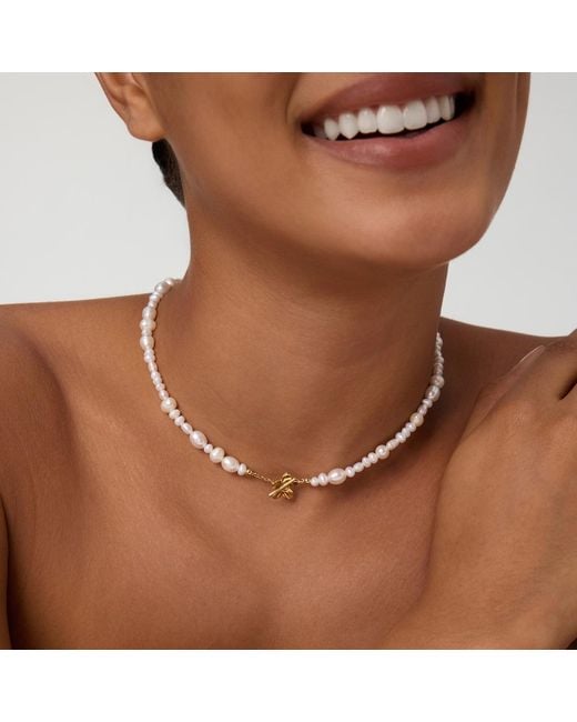 Vanhi Metallic Flora Multi Pearl Toggle Choker