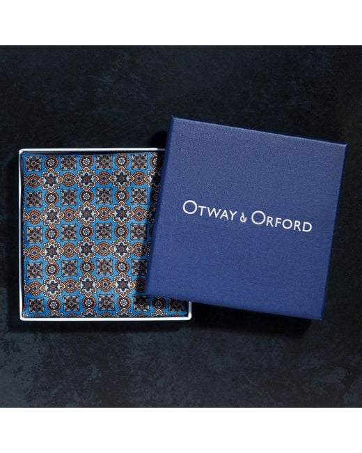 Otway & Orford Blue 'Millefiori' Silk Pocket Square for men