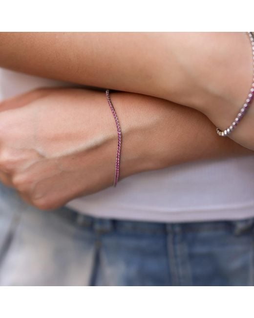 Spero London Pink Fine Sterling Cz Ruby Tennis Bracelet