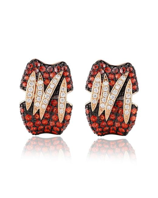Artisan Multicolor Rose 14K Rose Garnet & Diamond Hoop Earrings