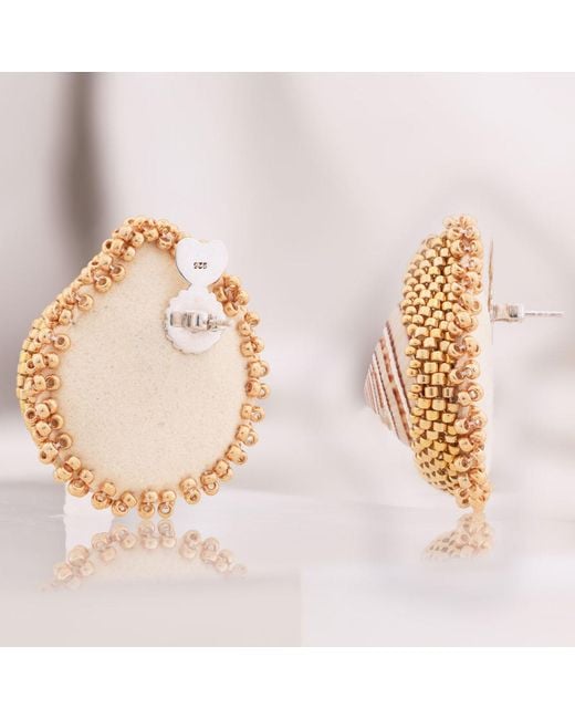 Oana Savu Metallic Beaded Sea Shells Earrings Sterling Studs Beads