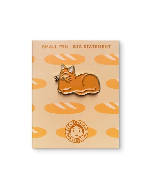 Make Heads Turn Orange Enamel Pin Cat Loaf