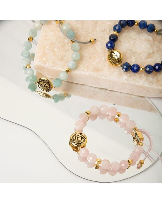Seven Saints Metallic Throat Chakra Aquamarine Inner Peace And Tranquility Bracelet