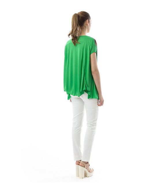 Conquista Green Print Detail A Line Top