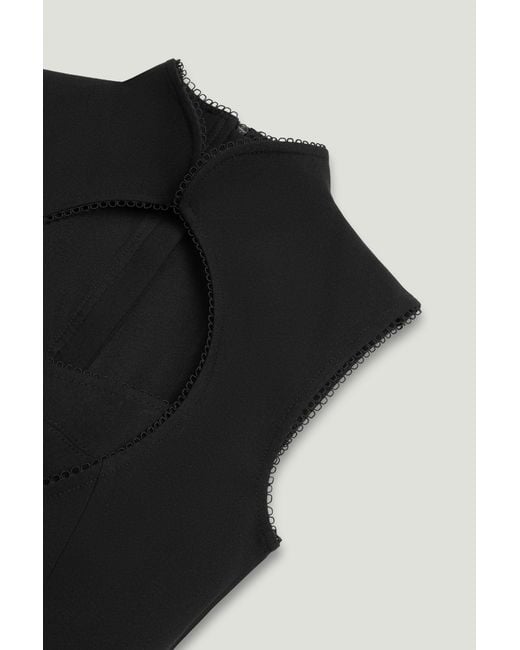 Nocturne Black Braid-Trim Bustier Top With Built-In Bra