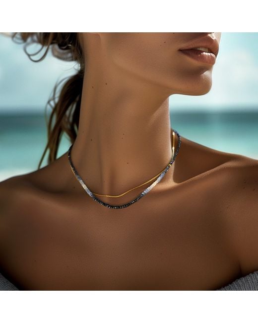 Bombyx House Metallic Birthstone September Sapphire Ombre Bead Necklace