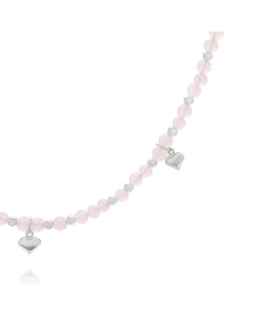 Nellou Jewellery Metallic Rose Hearts Necklace Sterling