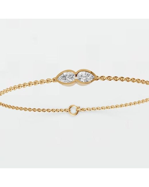 Aya Fine Jewelry Metallic Pear Two Stone Lab Diamond Chain Bracelet