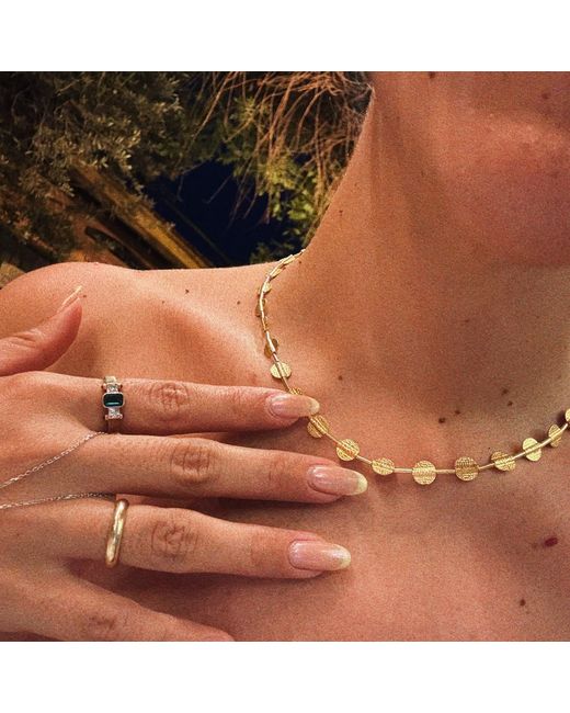 The Pheia Metallic Textured Disc Chain Necklace