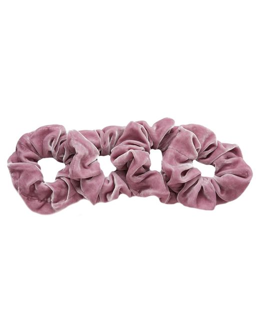 Soft Strokes Silk Purple Silk Velvet Handmade French Scrunchie Set Of Four