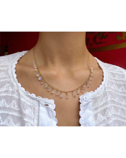 Opium Jewels Metallic Jezebel Necklace With Moonstones