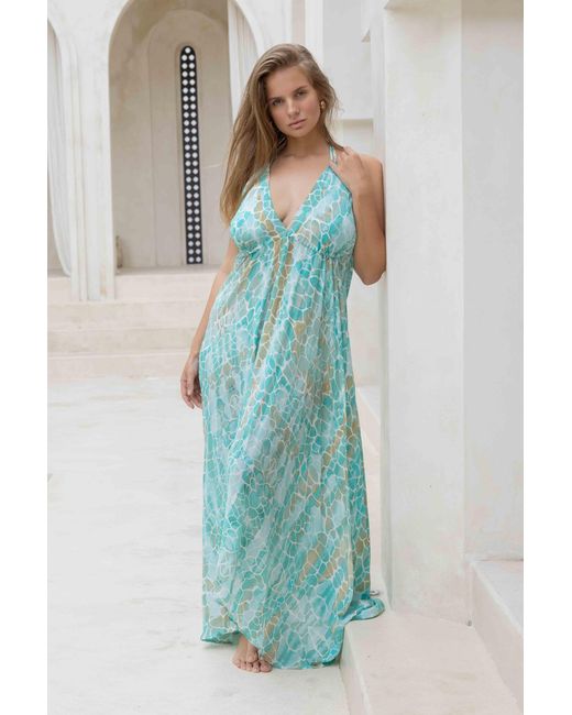 Sophia Alexia Green Aqua Pebbles Silk Ibiza Dress