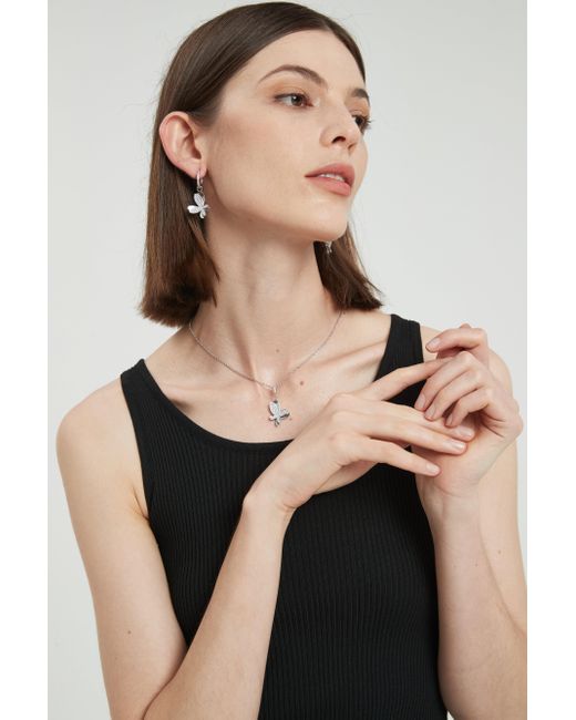 Classicharms Metallic Pavé Diamond Butterfly Pendant Necklace