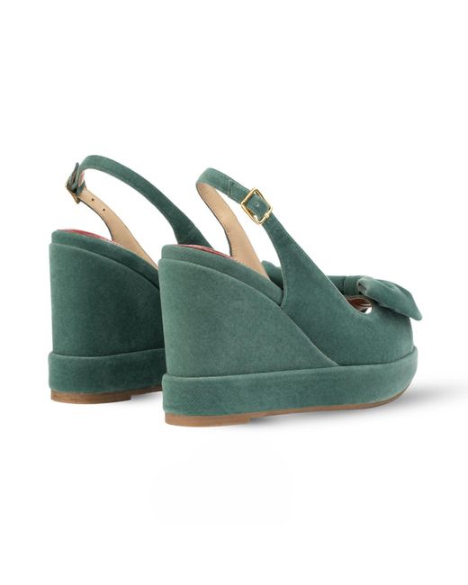 Rosamund Muir London Green Rignana Sage Velvet Wedges