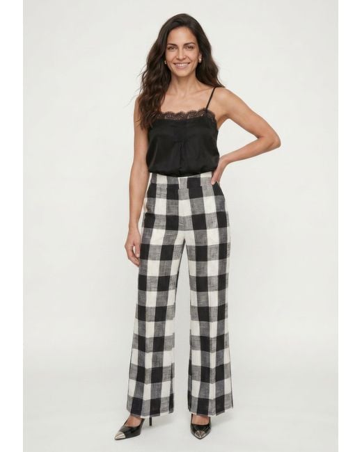 Lily and Lionel Gray Zena Flared Check Trouser