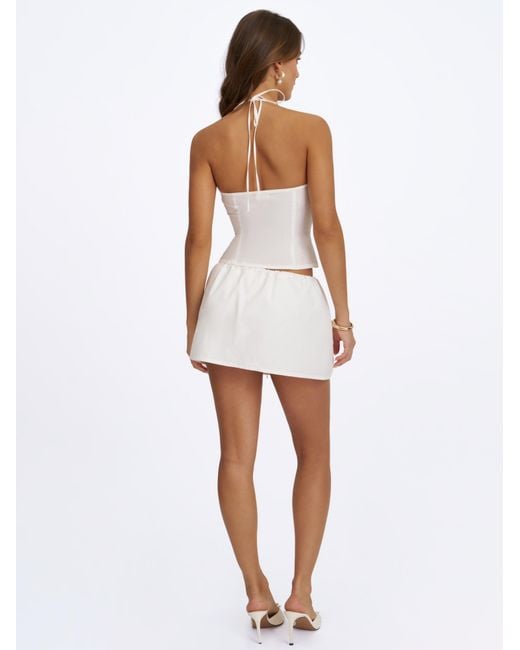 Miss Circle New York White Waverly Cotton Poplin Button-Front Sweetheart Halter Top