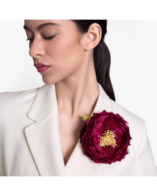 Helena Simon Red The Peony Floral Brooch