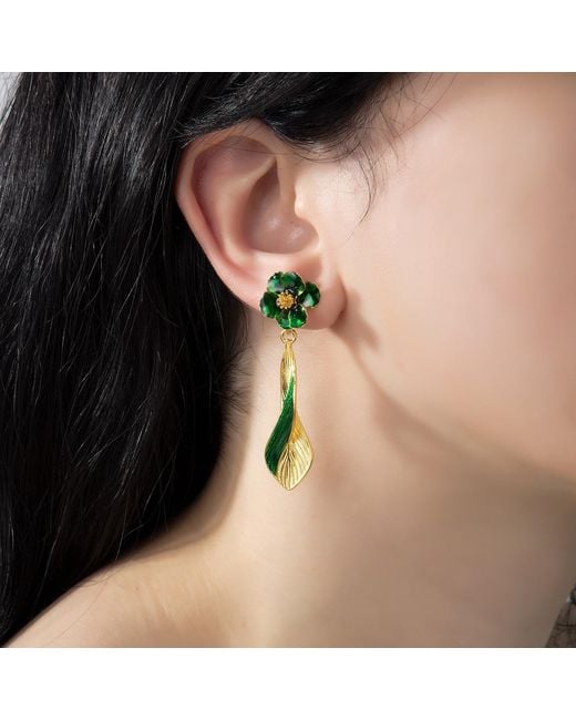 Milou Jewelry Green Infinity Drop Earrings