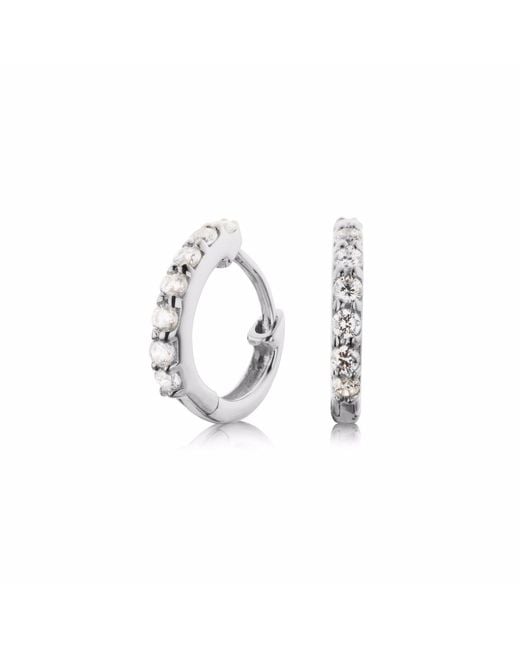 Lily & Roo Metallic Small Sterling Diamond Huggie Hoop Earrings