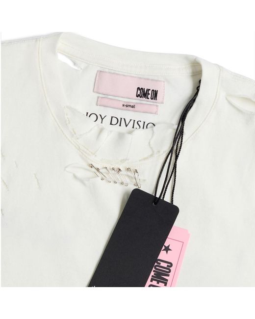 Come on White Joy Division Love Will Tear Us Apart Cropped Tee — Distressed for men