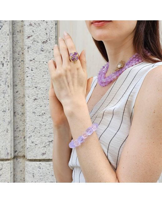 Farra Purple Nugget Amethyst And Rose Quartz Stretchy Bracelet