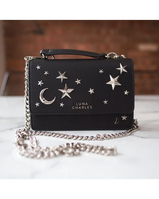 Luna Charles Black Nova Star Studded Handbag
