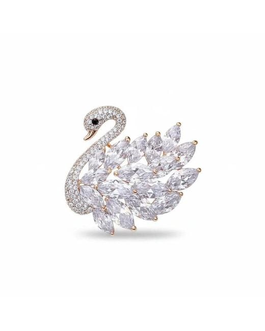 Angel Barocco White Luxury Diamond Swan Brooch