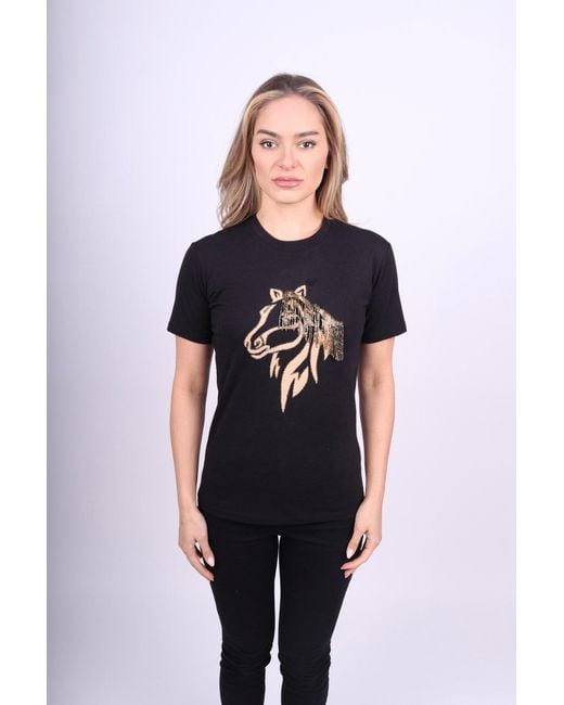 Any Old Iron Black Golden Horse Hair Beaded T-Shirt