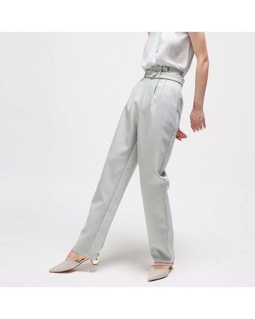 Smart and Joy Green Belted Carrot Pants
