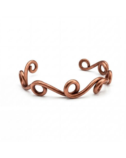 Anatoliacraft Brown Solid Copper Twisted Wave Cuff Bracelet