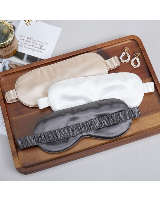 Soft Strokes Silk Multicolor Neutrals Pure Mulberry Silk Eye Mask Set Of Two