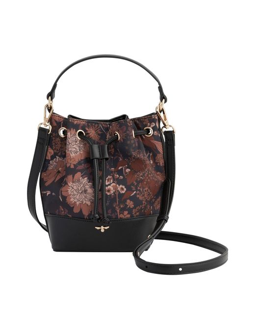 Fable England Black Deco Blooms Bucket Bag