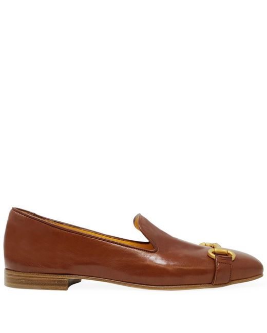 Madison Maison Women's Brown Cognac Leather Square Toe Loafer