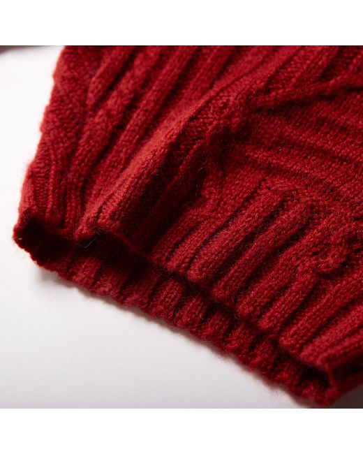 Fully Fashioning Red Fern Cable Wool Blend Knit Shorts