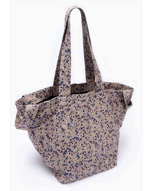 Lily and Lionel Gray Large Tote Bag Floral Aster Print
