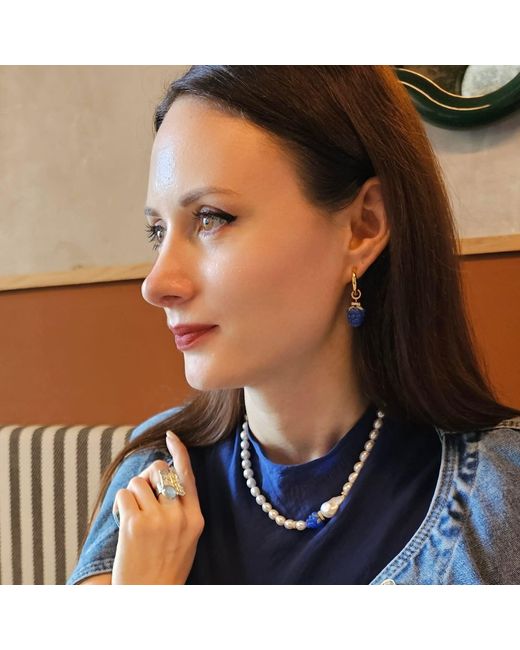 Farra Blue Raspberry Dangle Hoop Fun Earrings