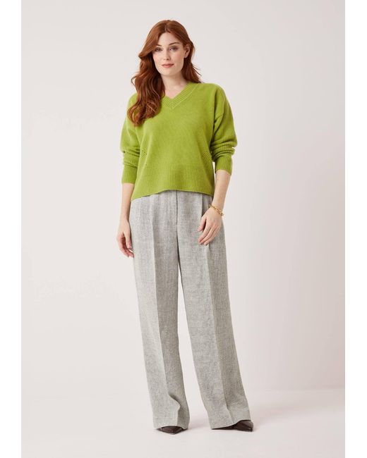 Loop Cashmere Green V Neck Lofty Sweatshirt