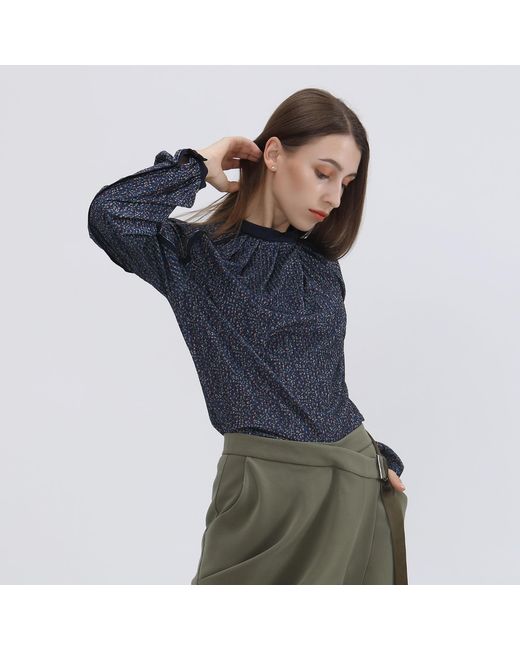 Smart and Joy Blue Velvet Blouse With Liberty Print And Satin Bias