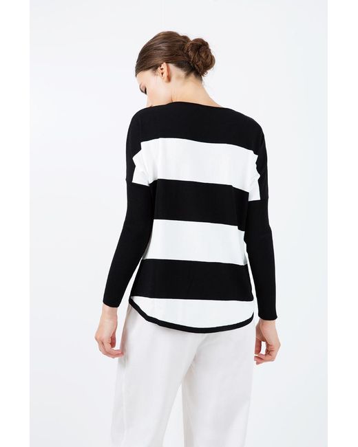 Conquista Black Striped Sweater