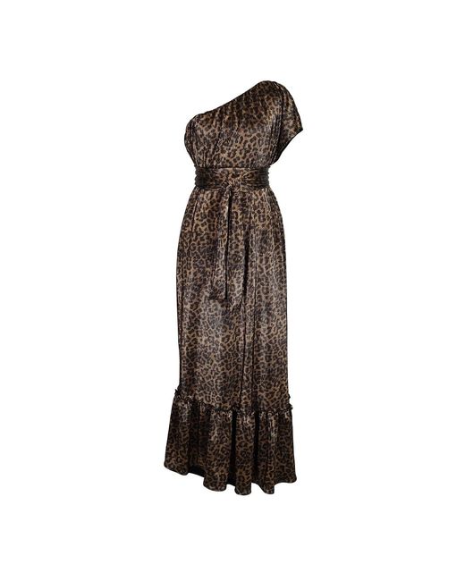 Jennafer Grace Brown Panther Slink One Shoulder Maxi Dress