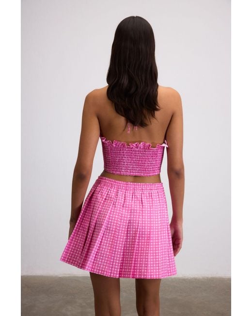 Je Te Veux Pink Sweetheart Gingham Pleated Skirt