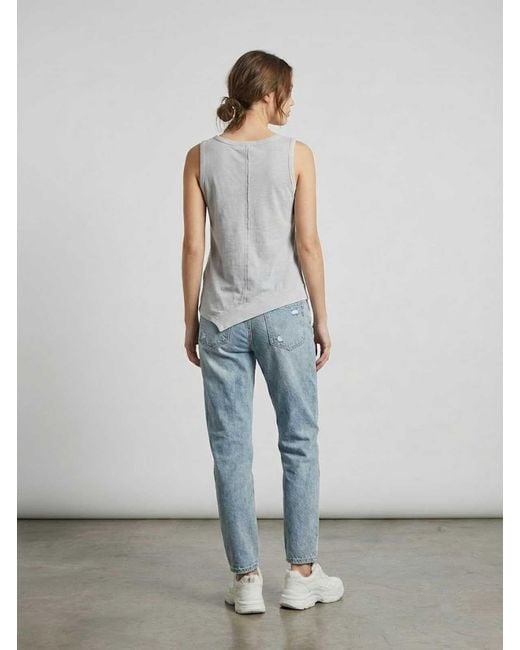 Conquista Gray Asymmetric Hem Sleeveless Jersey Top
