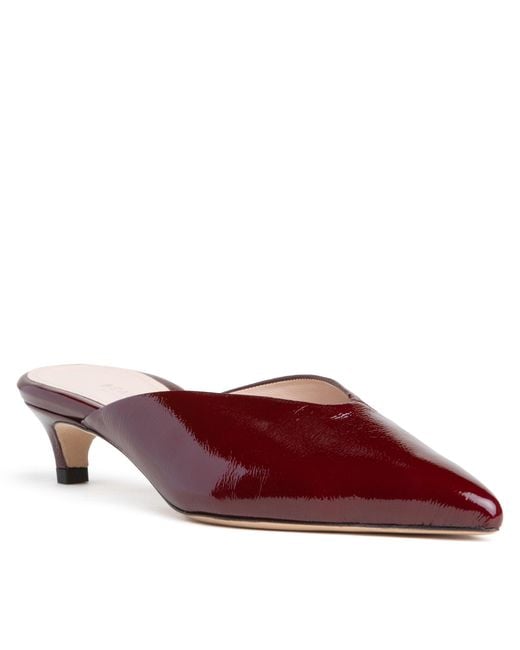 Beautiisoles by Robyn Shreiber Made in Italy Red Gal Burgundy Leather Mule With Low Heel Comfortable For Evening & Day Wear