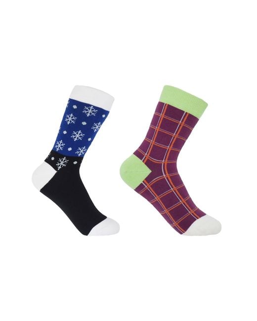 Peper Harow - Made in England Green Snowflake & Grid Socks Bundle