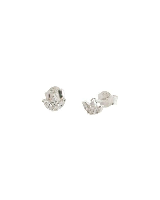 Claire Hill Designs Metallic Sparkly Marquise Fan Stud Earrings