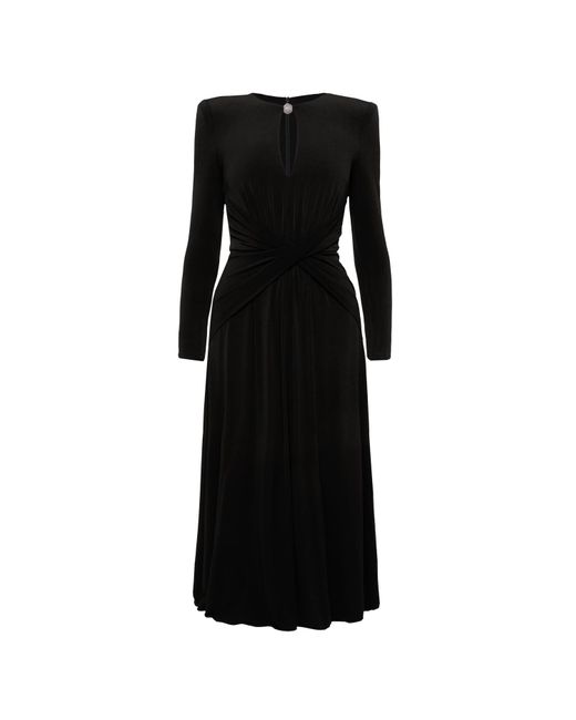 Nissa Black Crystal-Detail Midi Dress