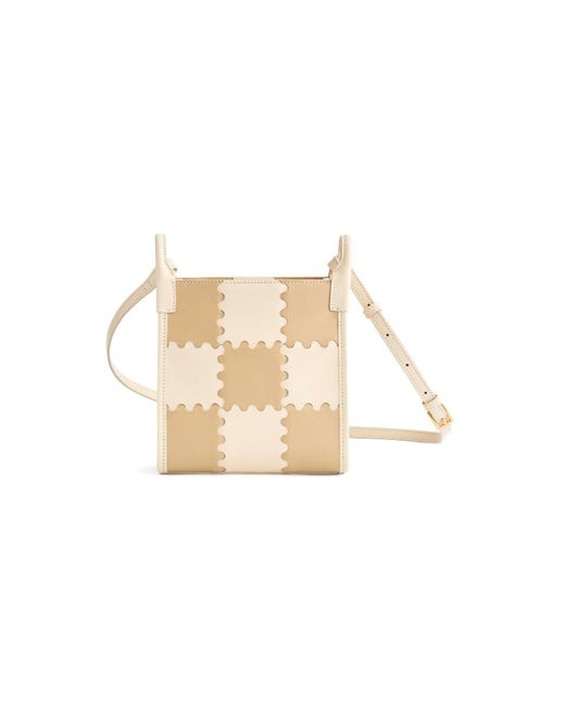 Orange Cube White Small Square Stitch Tote Bag