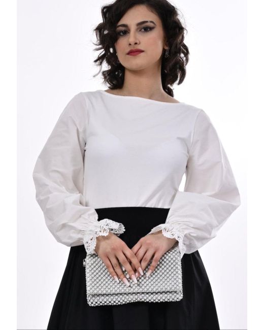 Frock Tales Gray Maranta Top With Lace Cuffs