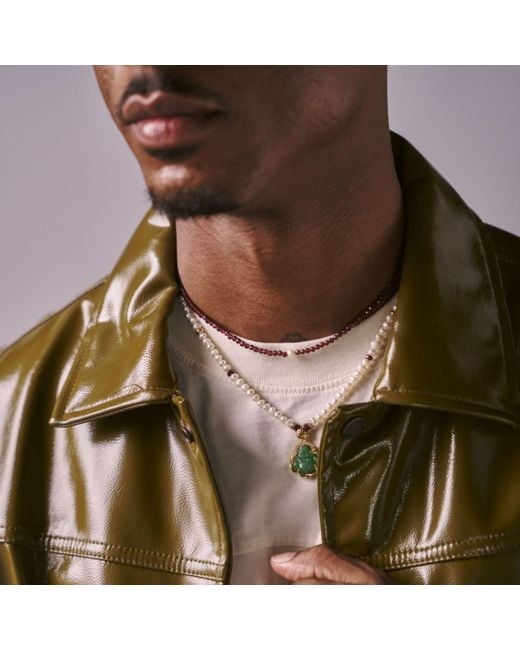 Urbane Jewelry Studio White Buddha Pearl Necklace for men