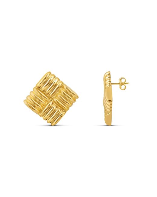 SHYMI Yellow Textured Square Statement Studs